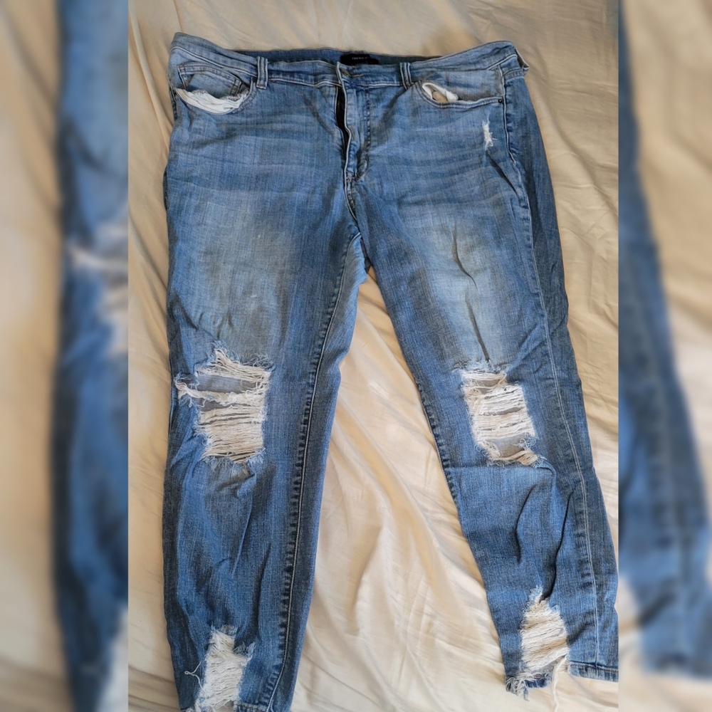Distressed Blue Jeans